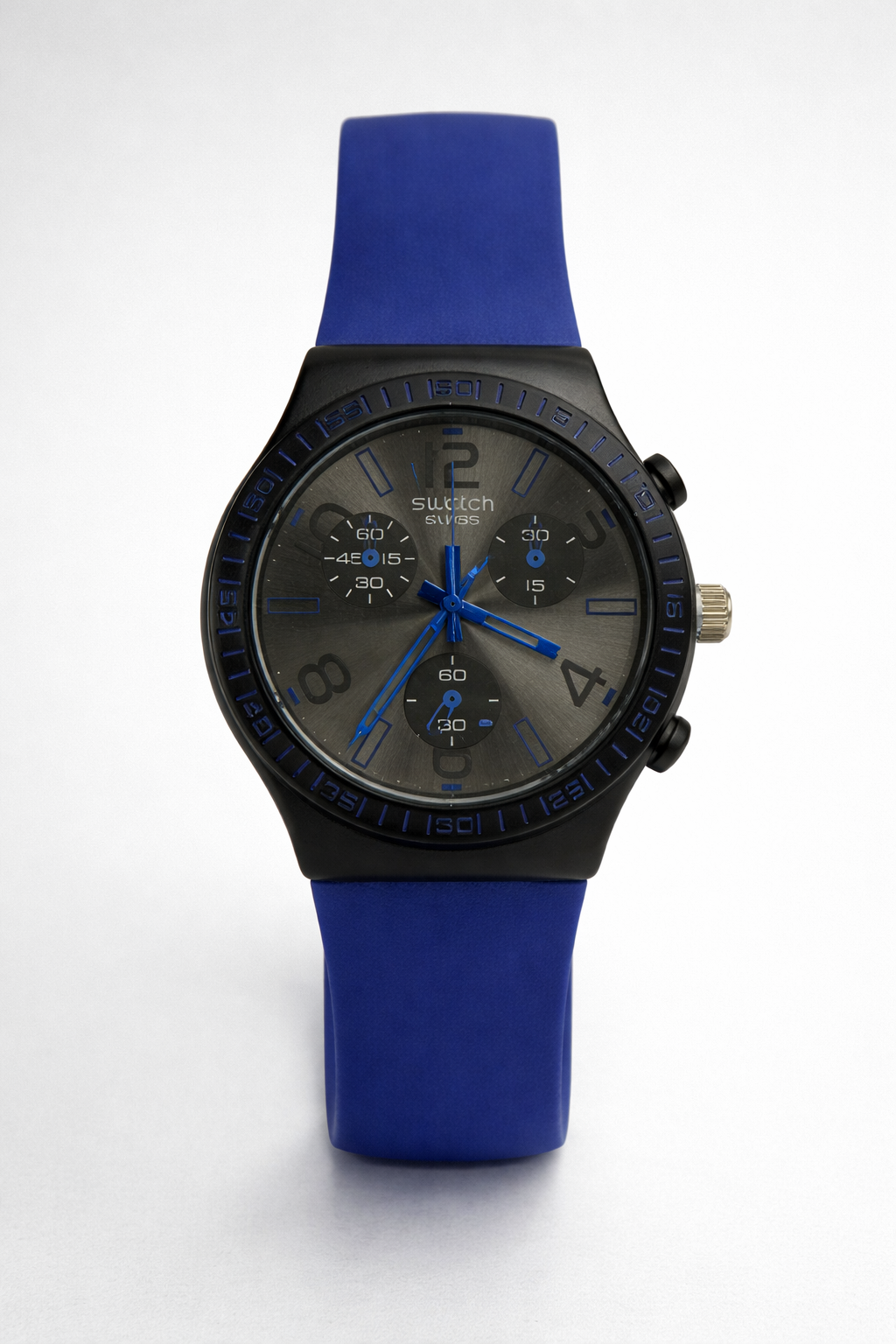 Montre Swatch Chrono Plastic 'Blue Grid' - Chronographe Sport Unisexe (SUSN405)