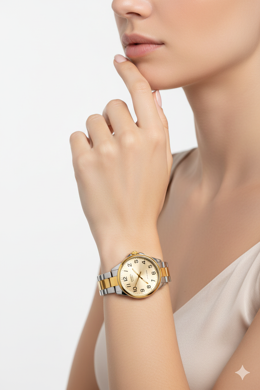 Montre Casio Enticer MTP-1215SG-9B - Bicolore Acier Inoxydable et Cadran Champagne