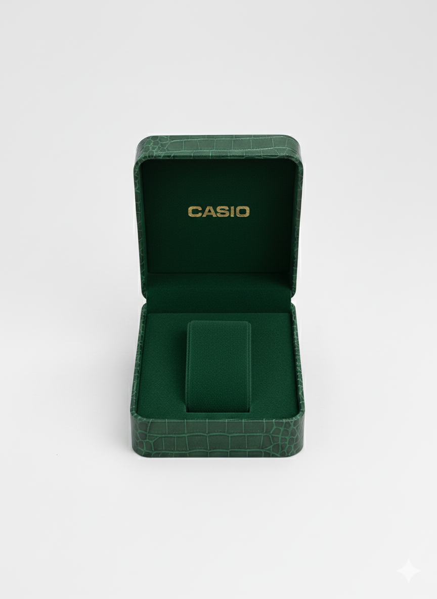 Montre Casio Femme Bicolore Cadran Vert Menthe Texturé - Élégance Octogonale Deux Tons