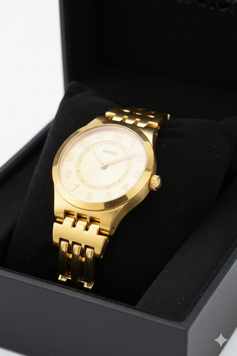 Montre Femme Swatch Dorée Élégante