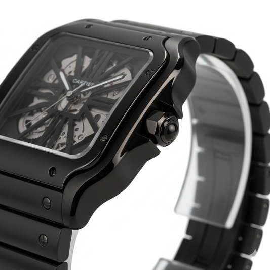 Cartier Santos Skeleton Noir – Edition Acier Black Metal
