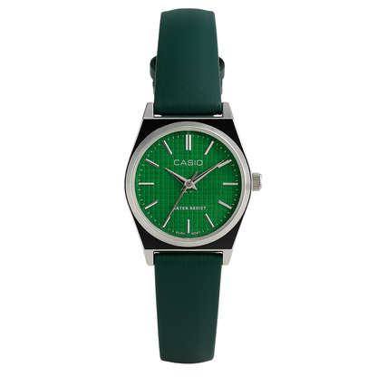 Casio Élégance Verte – Montre Femme Cuir Vert Classique