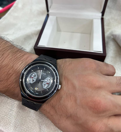 Montre Swatch Chronographe Noire Monochrome - Style Sportif et Discret