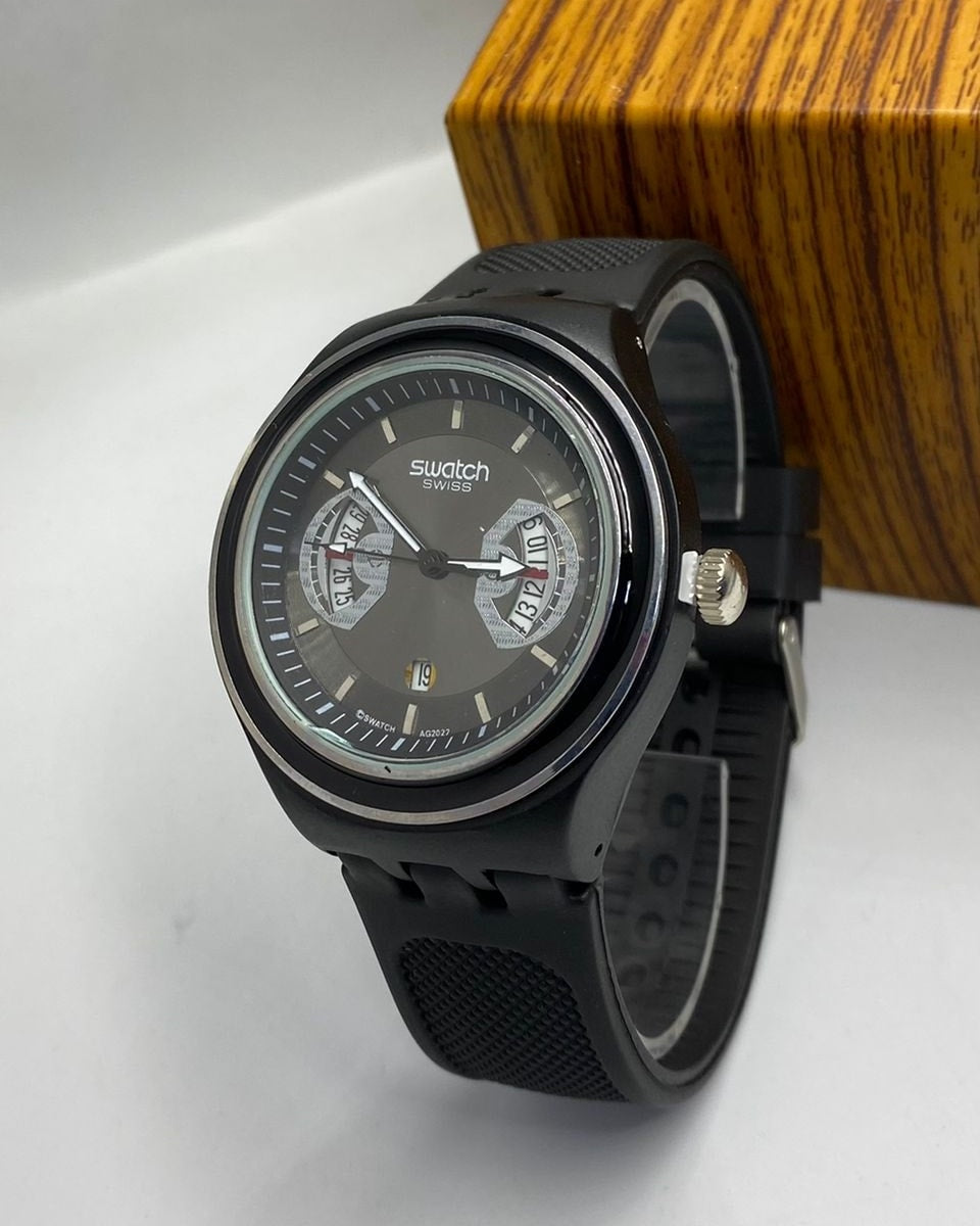 Montre Swatch Chronographe Noire Monochrome - Style Sportif et Discret