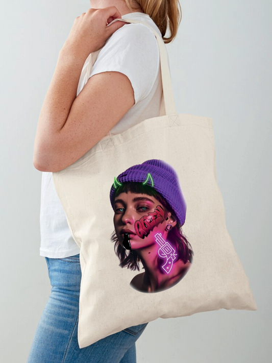 Tote Bag Street Art Violet - Sac Toile Femme Urban Style | Design Graffiti Tunisie