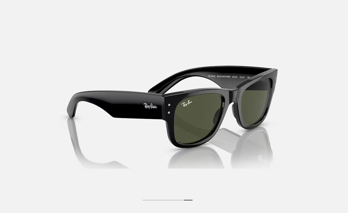 Ray-Ban RB0840S Mega Wayfarer – Monture Noire & Verres Vert G-15
