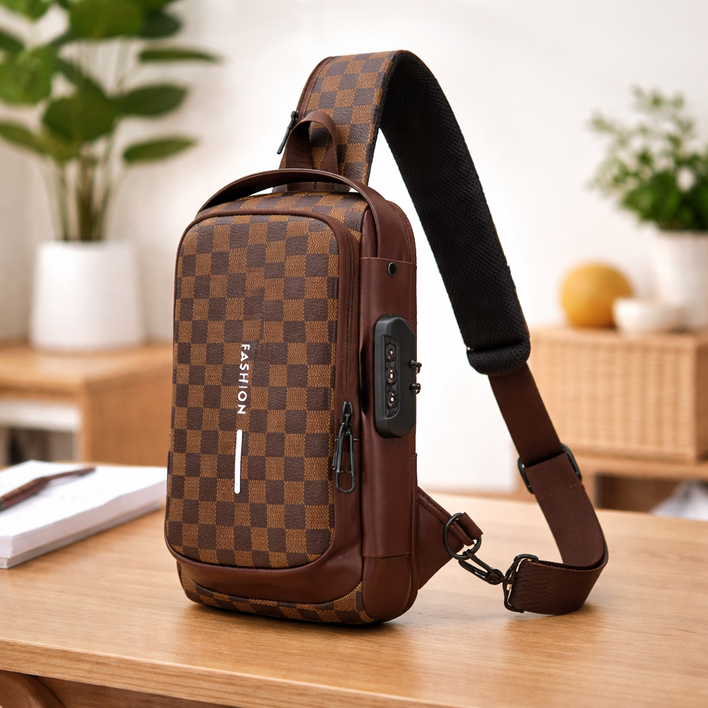 Sac de Poitrine Homme Antivol avec Port USB – Imperméable & Design Moderne