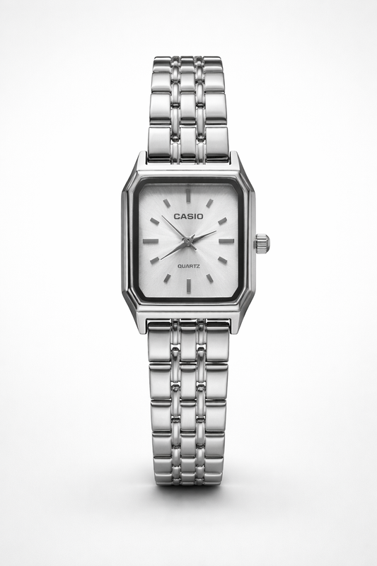 Montre Casio Carrée Femme Acier Argenté - Élégance Intemporelle Quartz