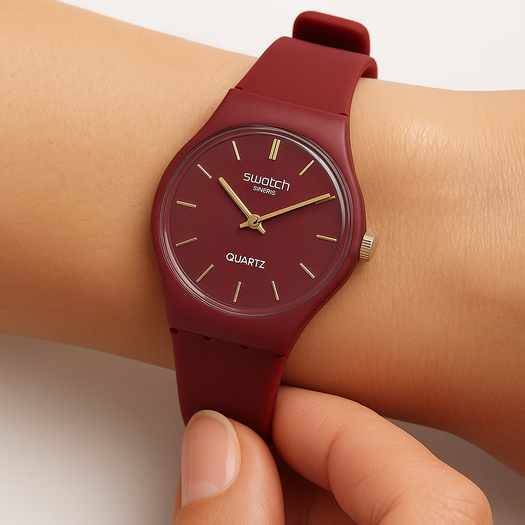 Swatch Femme Rouge Élégante – Montre Quartz Swiss Design | Résistante à l’eau & Garantie 2 Ans