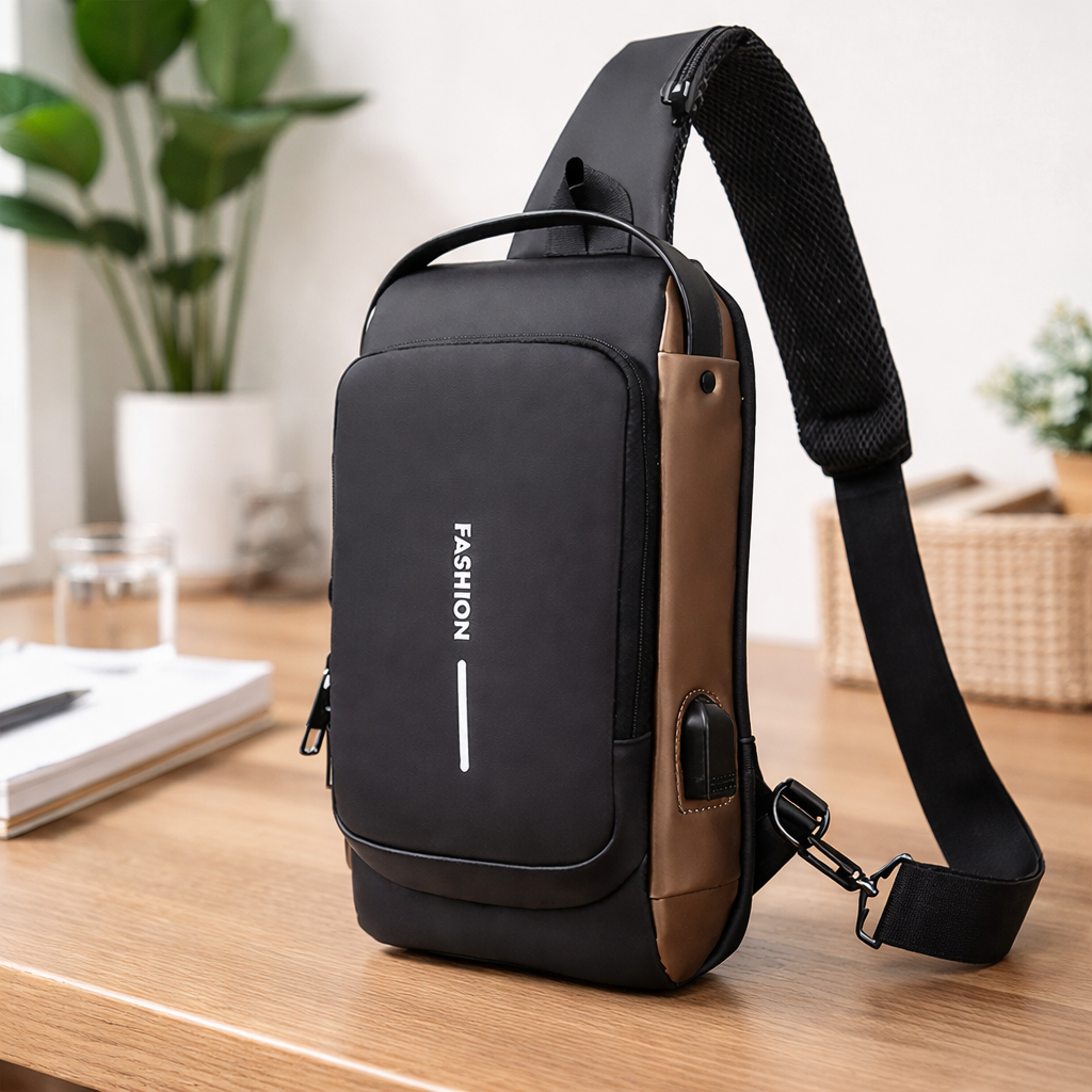 Sac à Dos à Bandoulière Antivol avec Port USB – Design Moderne & Sécurisé