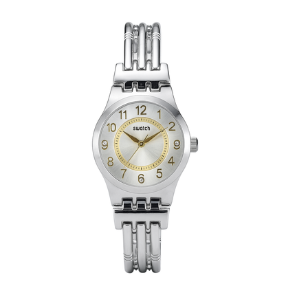 Montre Femme Swatch Argentée et Dorée avec Cristaux