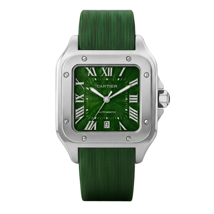 Montre Cartier Santos – Cadran Vert & Boîtier Argent | Édition Premium