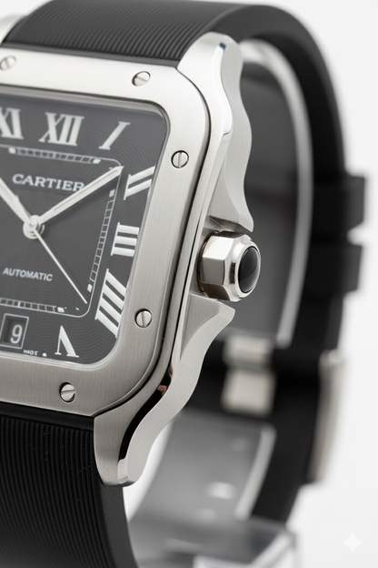 Montre Cartier Santos – Cadran Blanc & Boîtier Argent | Design Classique & Luxe