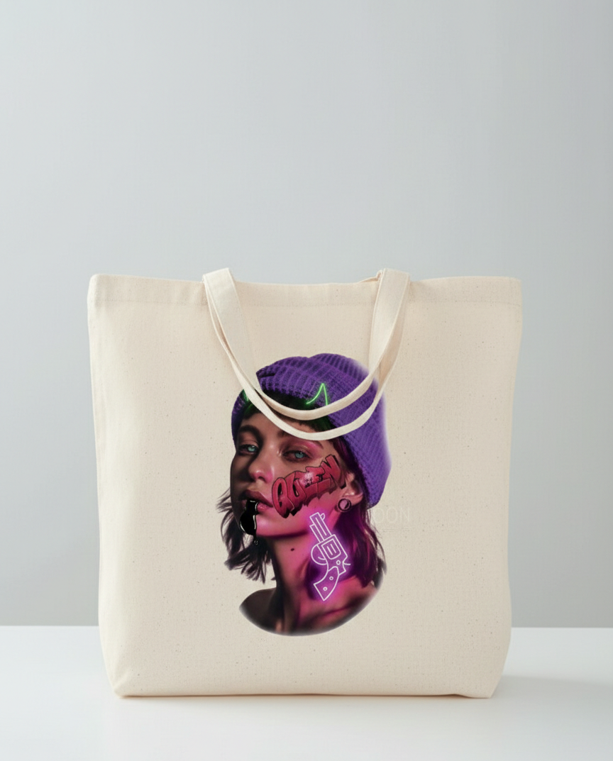 Tote Bag Street Art Violet - Sac Toile Femme Urban Style | Design Graffiti Tunisie