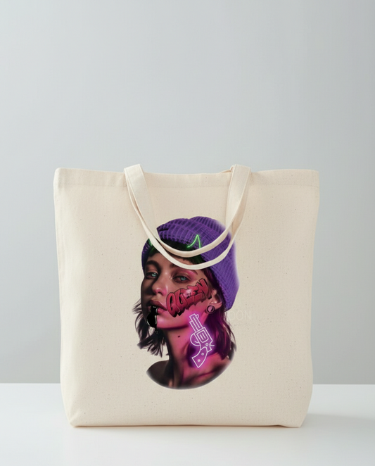Tote Bag Street Art Violet - Sac Toile Femme Urban Style | Design Graffiti Tunisie