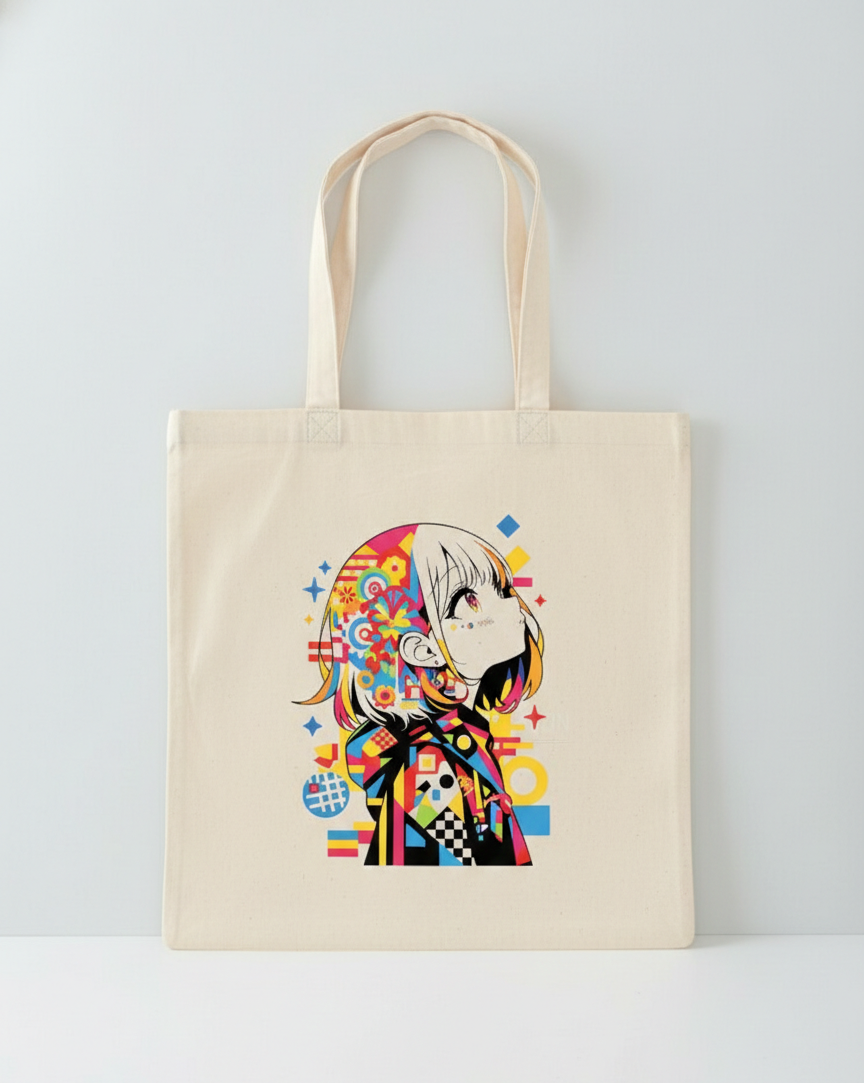 Tote Bag Anime Pop Art - Sac Toile Manga Coloré | Design Kawaii Tunisie