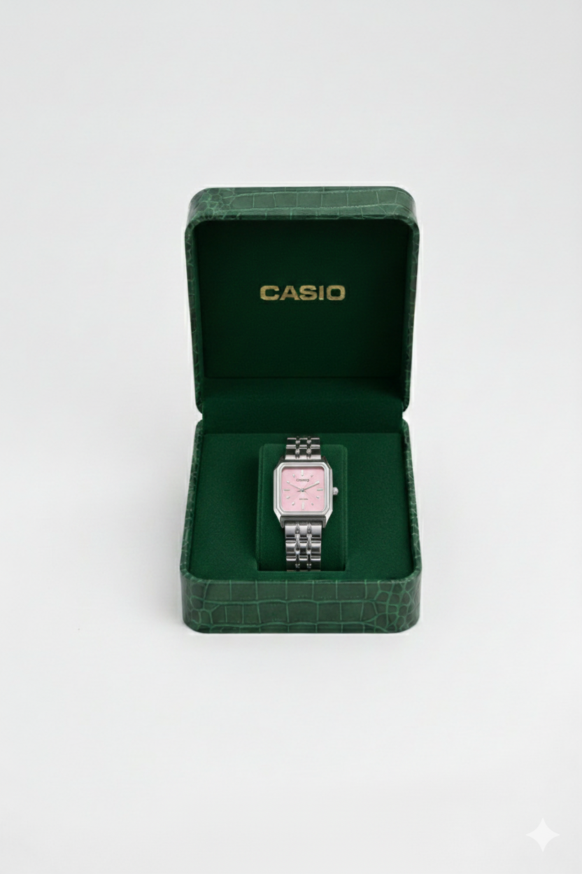 Montre Casio Femme LTP-V007 Cadran Rose Bracelet Acier Inoxydable