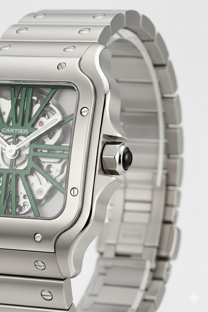 Cartier Santos Skeleton Argent – Bracelet Acier Inoxydable