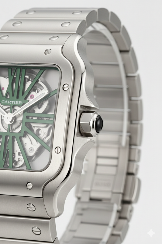 Cartier Santos Skeleton Argent – Bracelet Acier Inoxydable