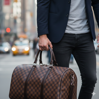 Sac de Voyage Damier Marron - Duffle Bag Luxe Classique | Week-end Premium Tunisie