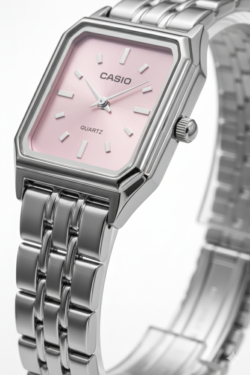 Montre Casio Femme LTP-V007 Cadran Rose Bracelet Acier Inoxydable