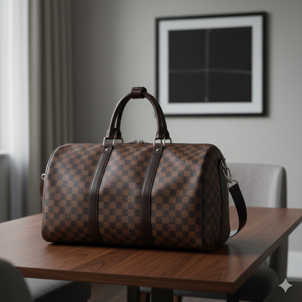 Sac de Voyage Damier Marron - Duffle Bag Luxe Classique | Week-end Premium Tunisie