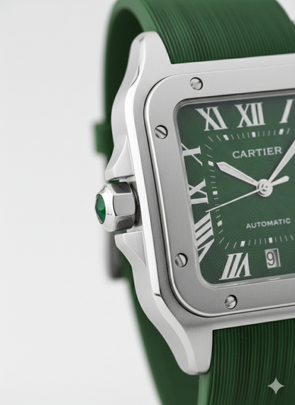Montre Cartier Santos – Cadran Vert & Boîtier Argent | Édition Premium