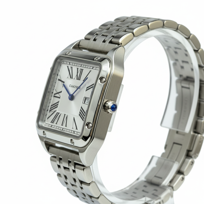 Montre Cartier Style Santos en Acier Inoxydable Argent – Design Classique et Intemporel