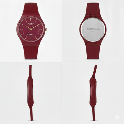 Swatch Femme Rouge Élégante – Montre Quartz Swiss Design | Résistante à l’eau & Garantie 2 Ans