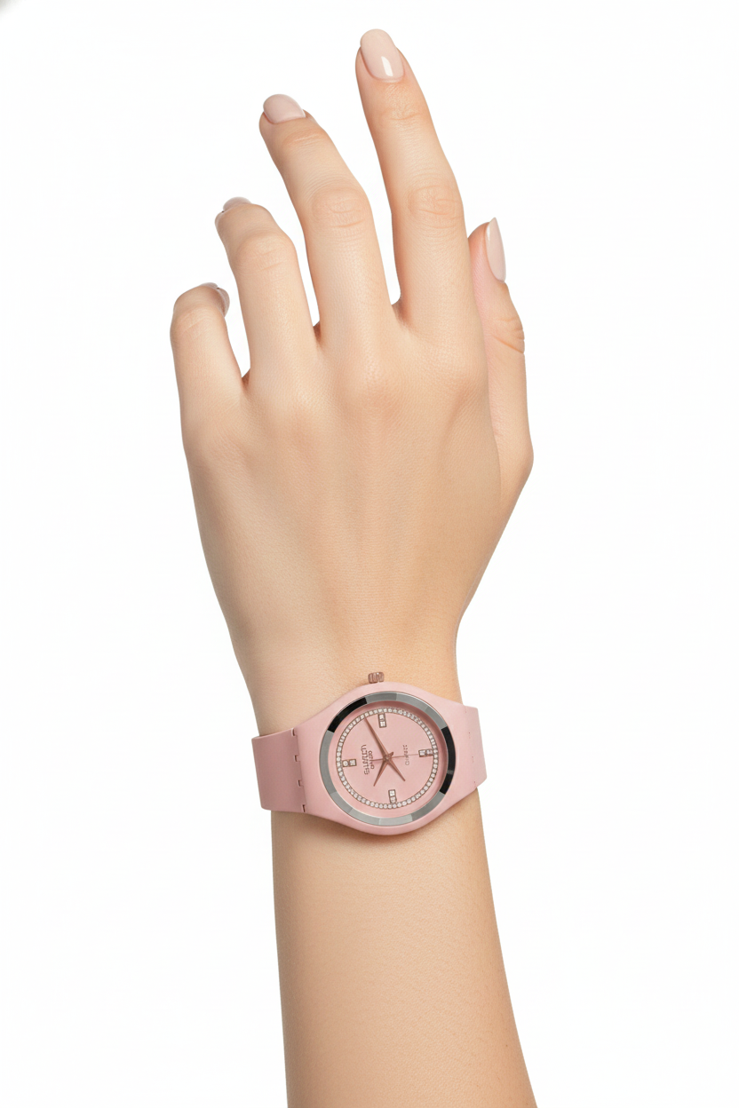 Swatch Pink Crystal Quartz – Elegant Rose Edition (Model: SR-PNK38)