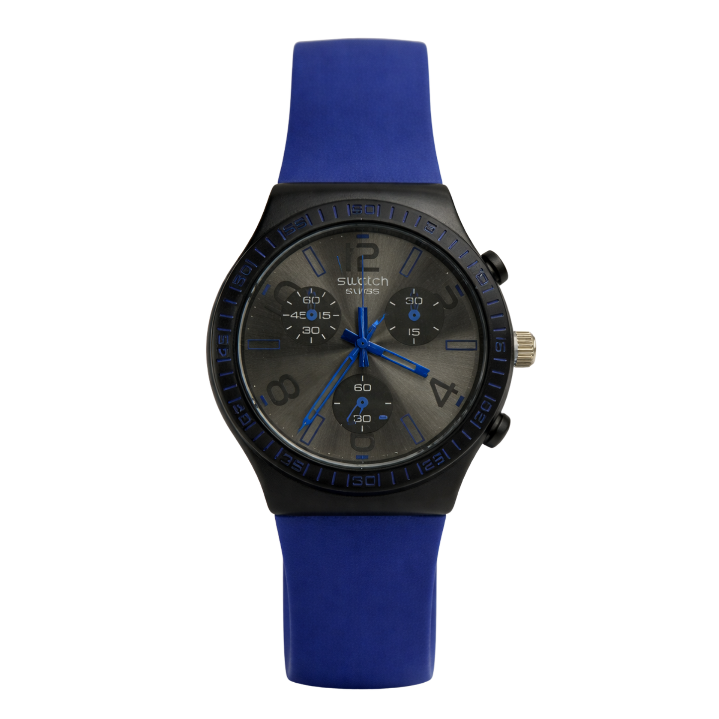 Montre Swatch Chrono Plastic 'Blue Grid' - Chronographe Sport Unisexe (SUSN405)