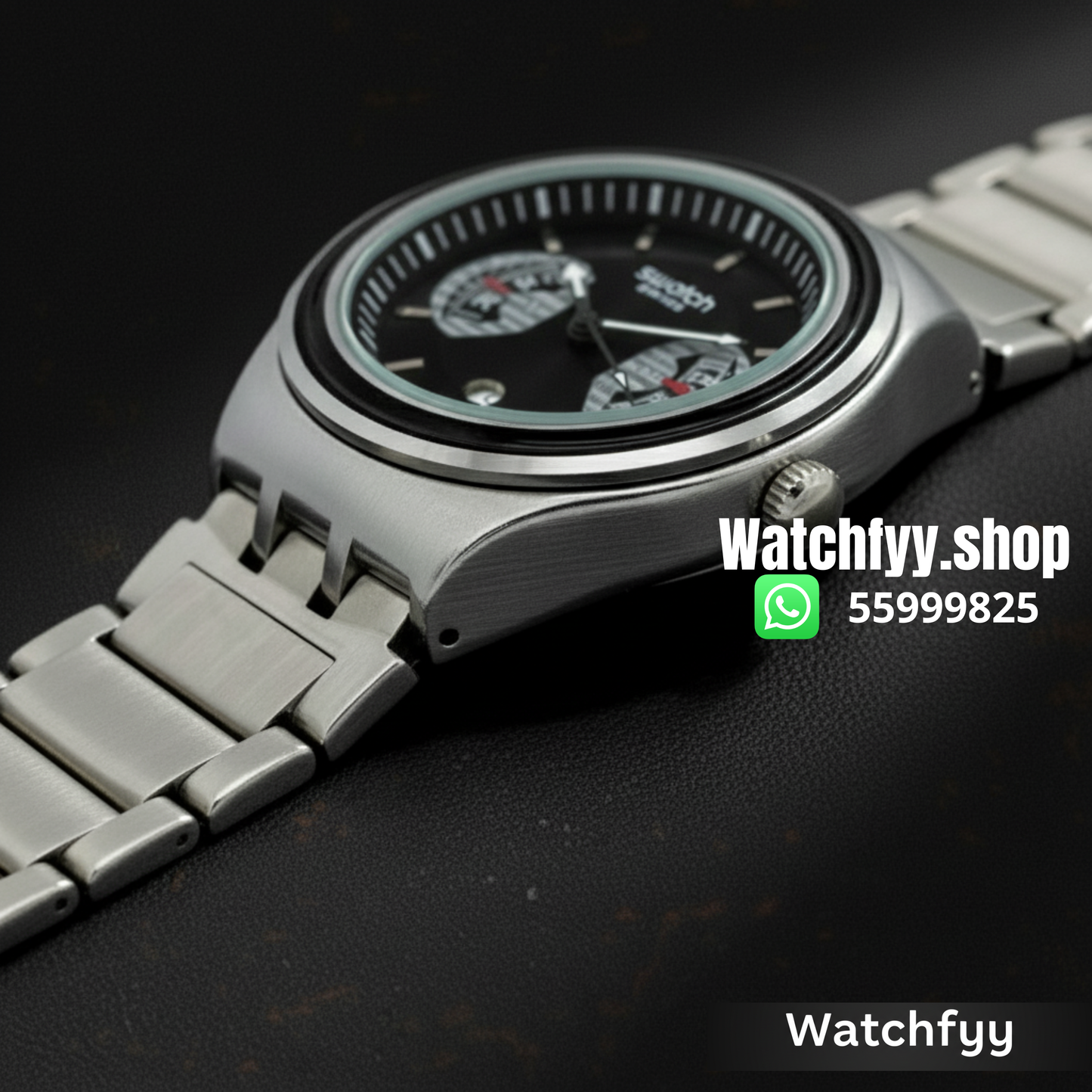 Montre Swatch Irony Chrono Cadran Noir Acier Inoxydable